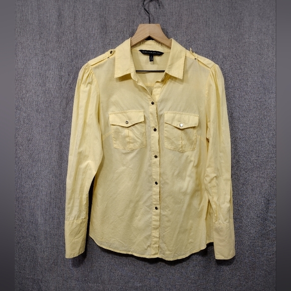 White House Black Market Tops - White House Black Market Button Shirt Women's 6 Yellow Office Career Retro 90s